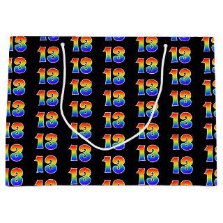 13th Birthday: Fun Rainbow Event Number 13 Pattern Large Gift Bag