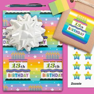 13th Birthday Rainbow Stripes Cake  Sheets