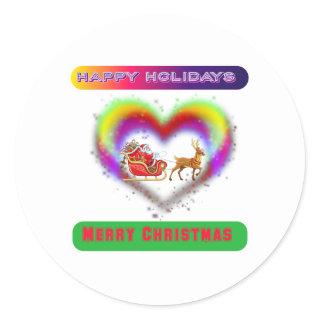 14.Happy holiday Santa claus face merry Christmas Classic Round Sticker