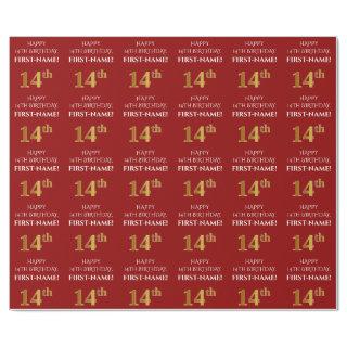 14th Birthday: Elegant, Red, Faux Gold Look