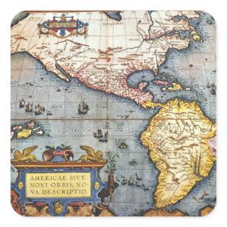 1587 Map of the Americas Square Sticker