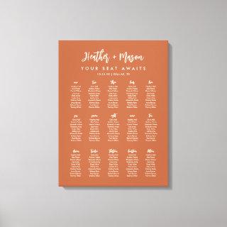 15 Tables Boho Rust Earthy Wedding Seating Chart Canvas Print