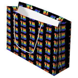 15th Birthday: Fun Rainbow Event Number 15 Pattern Large Gift Bag