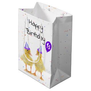 15th Birthday Party Ducks with Balloon Medium Gift Bag