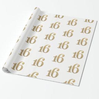16 GOLD GLITTER NUMBER glamorous sparkly birthday