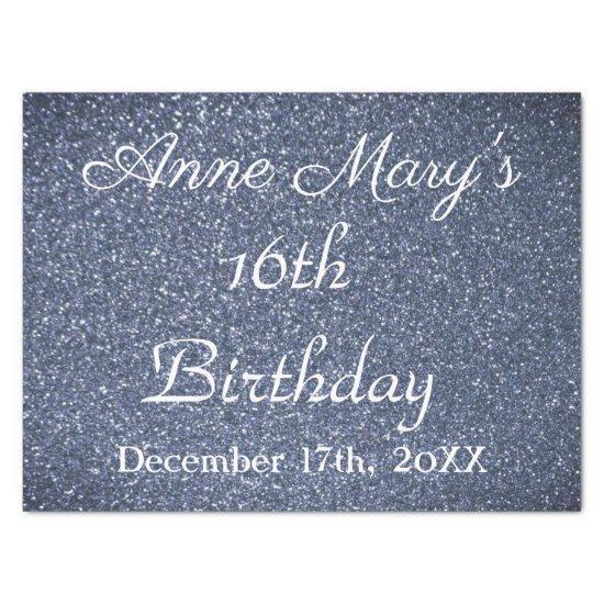 16th Birthday Glittery Sparkle Custom Dusty Blue Tissue Paper
