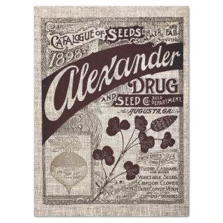 1898 DRUG & SEED ON OLD GRAIN SACK TISSUE PAPER