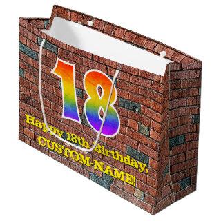 18th Birthday: Fun, Graffiti-Inspired Rainbow # 18 Large Gift Bag