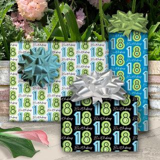 18th Birthday Numbers Green Blue  Sheets