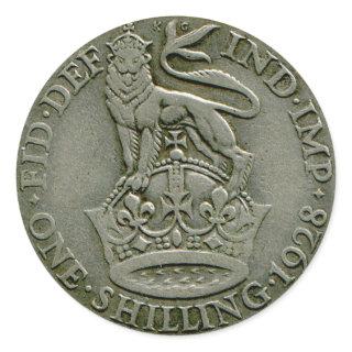 1928 British shilling sticker