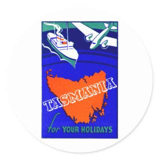 1930 Tasmania Travel Poster Classic Round Sticker