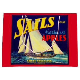 1930s Sails Northwest Apples crate label print Large Gift Bag