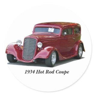 1934 Customized Coupe Hot Rod Classic Round Sticker
