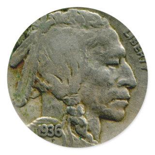 1936 US 'Buffalo' nickel heads sticker