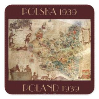 1939 MAP OF POLAND SQUARE STICKER