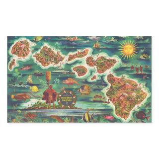 1950 Dole Map of Hawaii Joseph Feher Oil Paint Rectangular Sticker