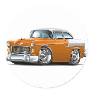 1955 Chevy Belair Orange-White Car Classic Round Sticker