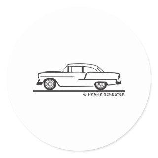 1955 Chevy Sedan  Two Door Post Classic Round Sticker