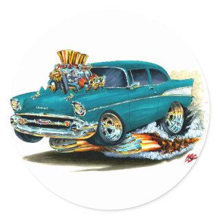 1957 Chevy 150-210 Teal Car Classic Round Sticker