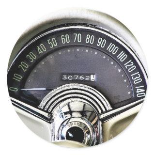 1957 Classic Sports Car Speedometer Classic Round Sticker