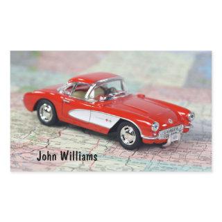 1957 Corvette on road map Rectangular Sticker