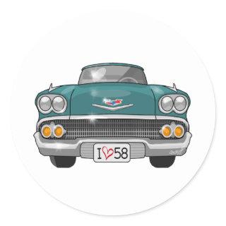 1958 Chevrolet Impala Classic Round Sticker