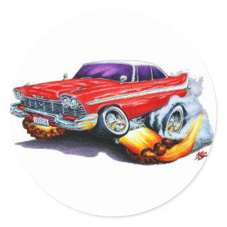 1958 Plymouth Fury Red Car Classic Round Sticker