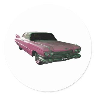 1959 Caddilac Big Pink Fins Classic Round Sticker