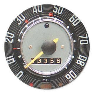 1960s German Classic Car Speedometer in Color Classic Round Sticker