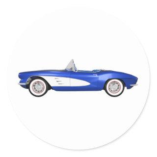1961 Corvette C1: Blue Finish: Classic Round Sticker