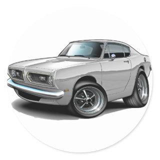 1967-69 Barracuda White Car Classic Round Sticker