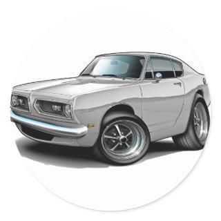 1967-69 Barracuda White Car Classic Round Sticker