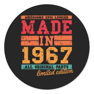 1967 Birthday Vintage Saying Classic Round Sticker