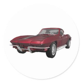 1967 Corvette: Sports Car: Candy Apple Finish: Classic Round Sticker