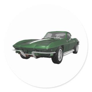 1967 Corvette Sports Car: Green Finish: Classic Round Sticker