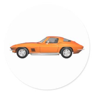 1967 Corvette Sports Car: Orange Finish Classic Round Sticker