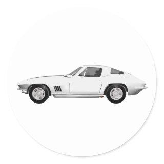 1967 Corvette Sports Car: White Finish: Classic Round Sticker