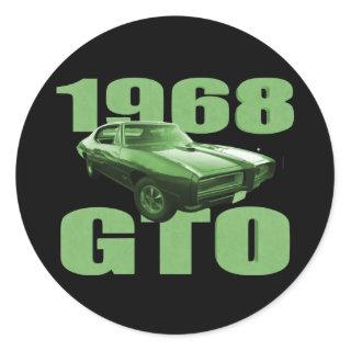 1968 Pontiac GTO Muscle Car Green Classic Round Sticker