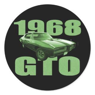 1968 Pontiac GTO Muscle Car Green Classic Round Sticker