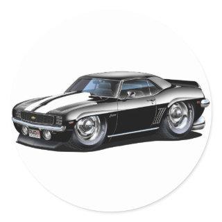 1969 Camaro Black-White Car Classic Round Sticker