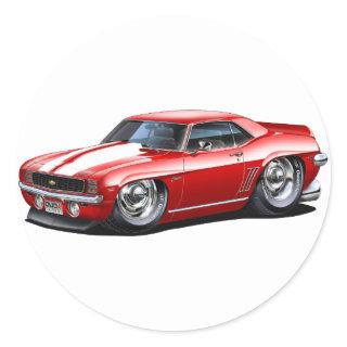 1969 Camaro Red-White Car Classic Round Sticker