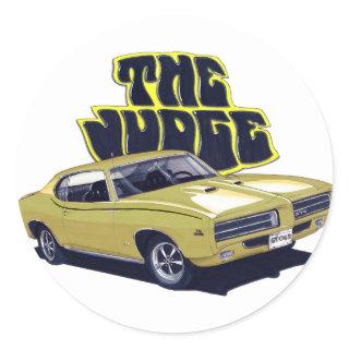 1969 GTO Judge Gold Car Classic Round Sticker