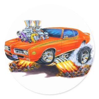 1969 GTO Judge Orange Car Classic Round Sticker