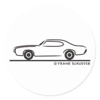 1969 Pontiac GTO Coupe Classic Round Sticker