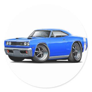 1969 Super Bee Blue-White Double Scoop Hood Classic Round Sticker