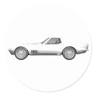1970 Corvette Sports Car: White Finish Classic Round Sticker
