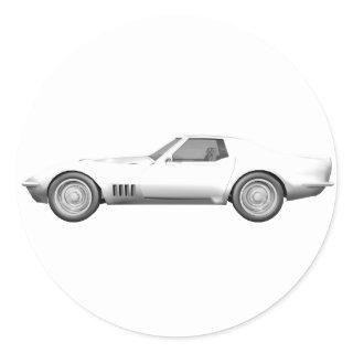 1970 Corvette Sports Car: White Finish Classic Round Sticker