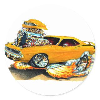 1970 Plymouth Cuda Orange Car Classic Round Sticker