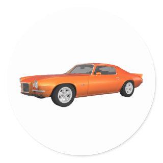 1972 Camaro: Muscle Car: Orange Finish: Classic Round Sticker