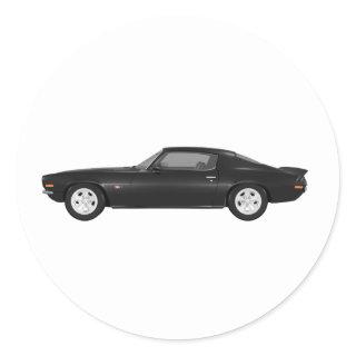 1972 Camaro Z28: Muscle Car: Black Finish Classic Round Sticker